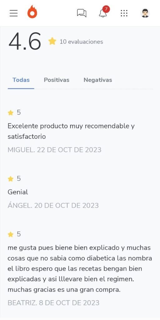 testimonios del ebook +200 RECETAS PARA DIABÉTICOS